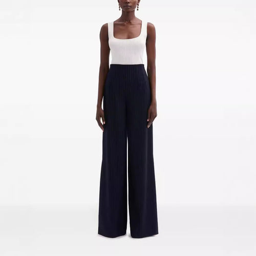 Damen Hochtaillierte Plissee‑Palazzohose mit weitem Bein Drune