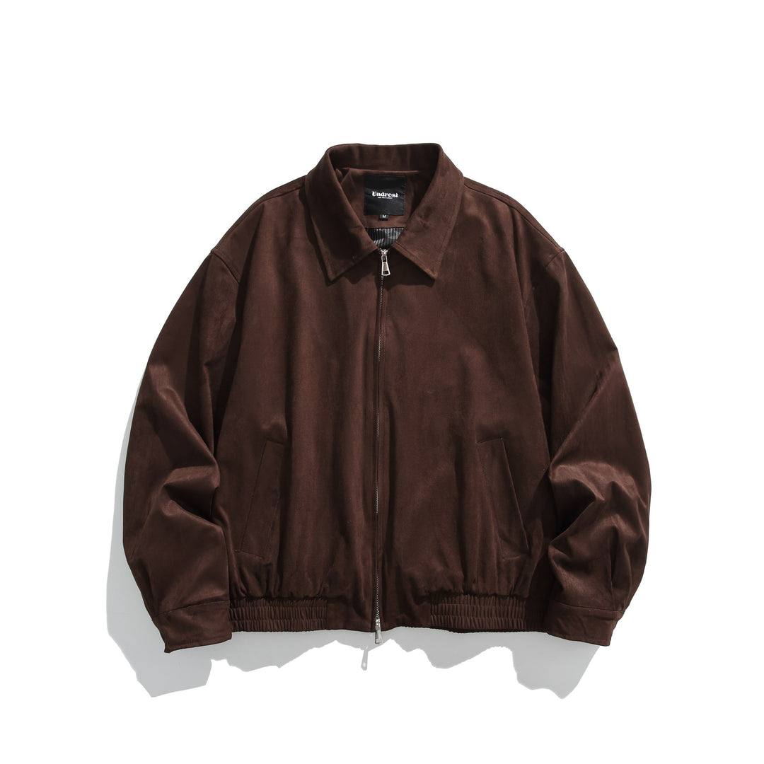 Herren Kurz geschnittener Velours‑Blouson mit Hemdkragen, Zweiwege‑Reißverschluss und elastischem Saum Drune