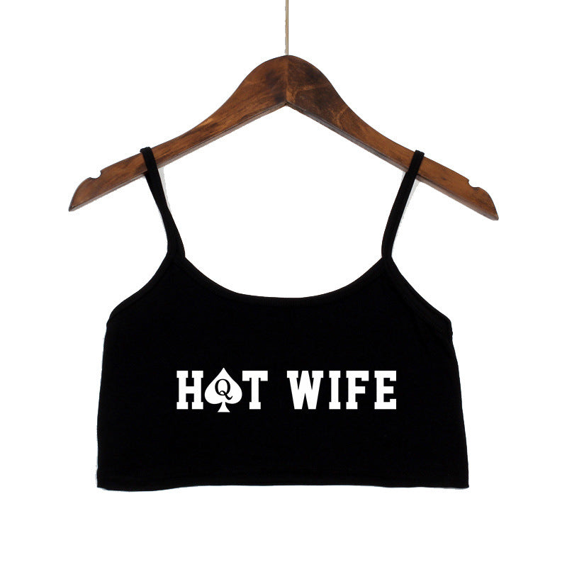 Damen Crop-Top mit modernen Schriftzügen und verstellbaren Trägern Drune