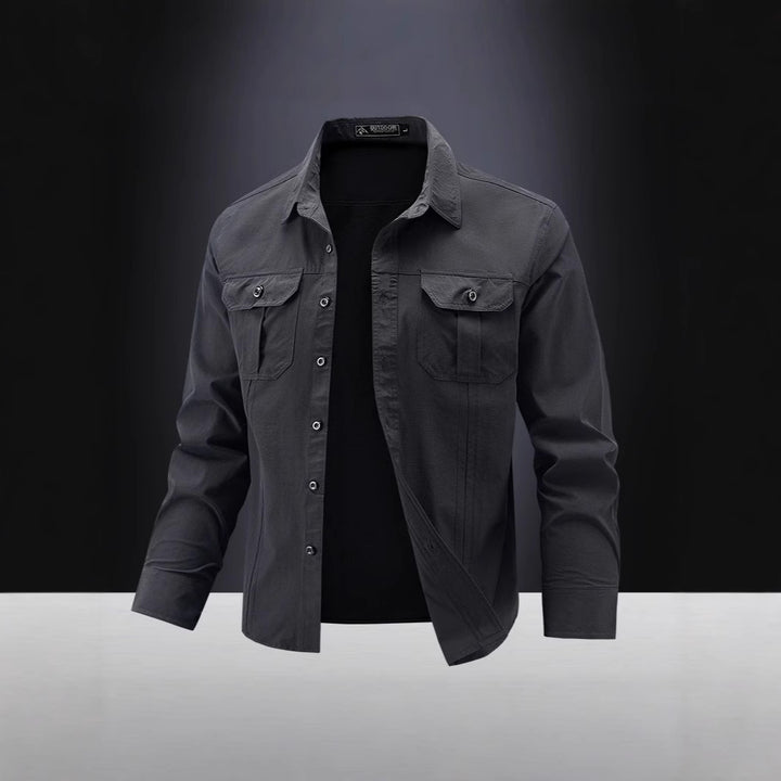 Herren Lässige Hemdjacke mit Brusttaschen Drune