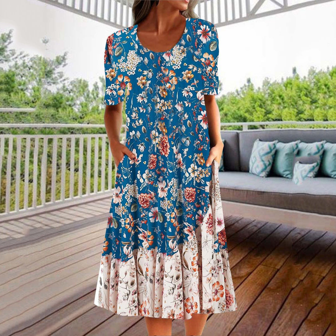 Damen Maxi-Kleid mit floralem Design und praktischem Knopfverschluss Drune