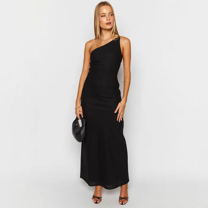Damen Maxi-Kleid mit asymmetrischem Ausschnitt Drune