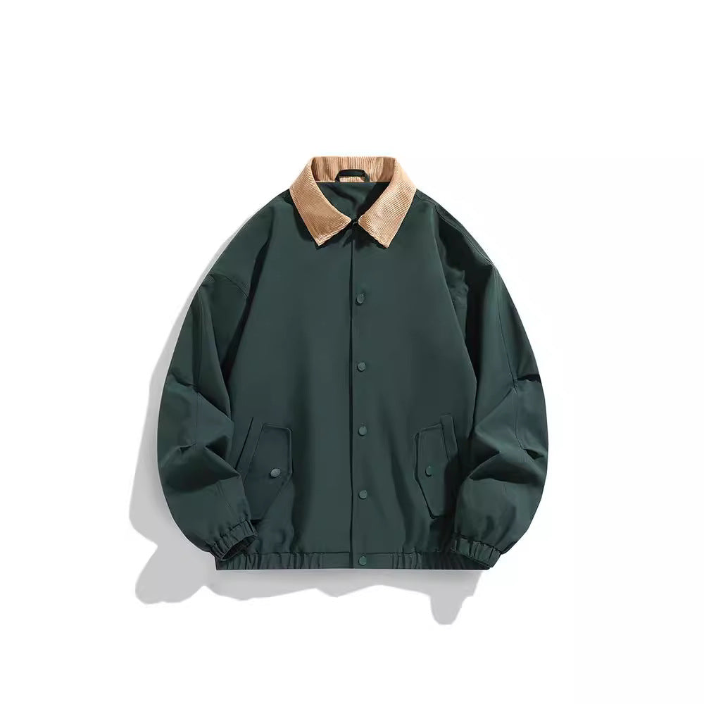 Herren Oversized Blouson mit Cordkragen, Druckknopfverschluss und Pattentaschen Drune