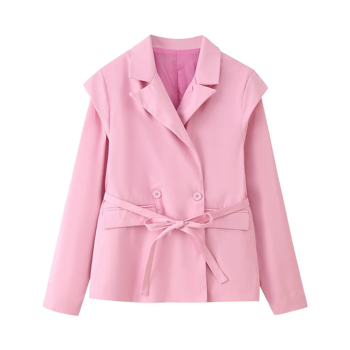 Damen elegante Blazerjacke mit taillierbarem Gürtel Drune