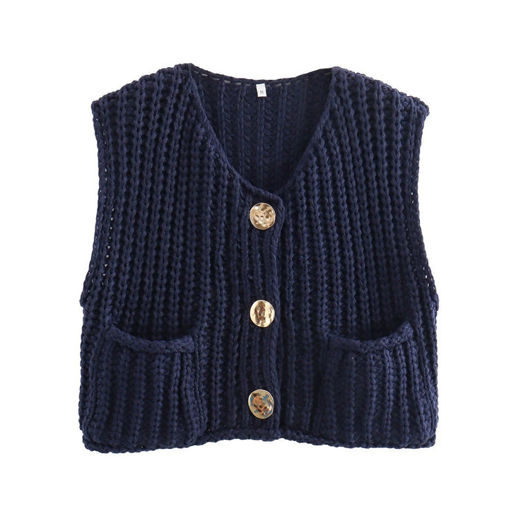 Damen Strickweste mit Knopfdetails und praktischen Taschen Drune