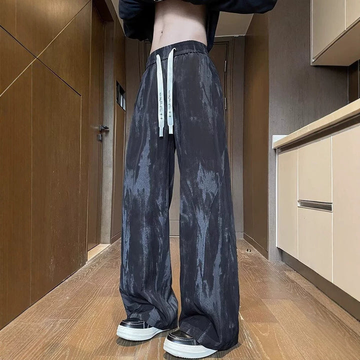 Unisex Weite Relaxed-Fit Lounge-Hose mit elastischem Bund und Vintage-Färbung Drune