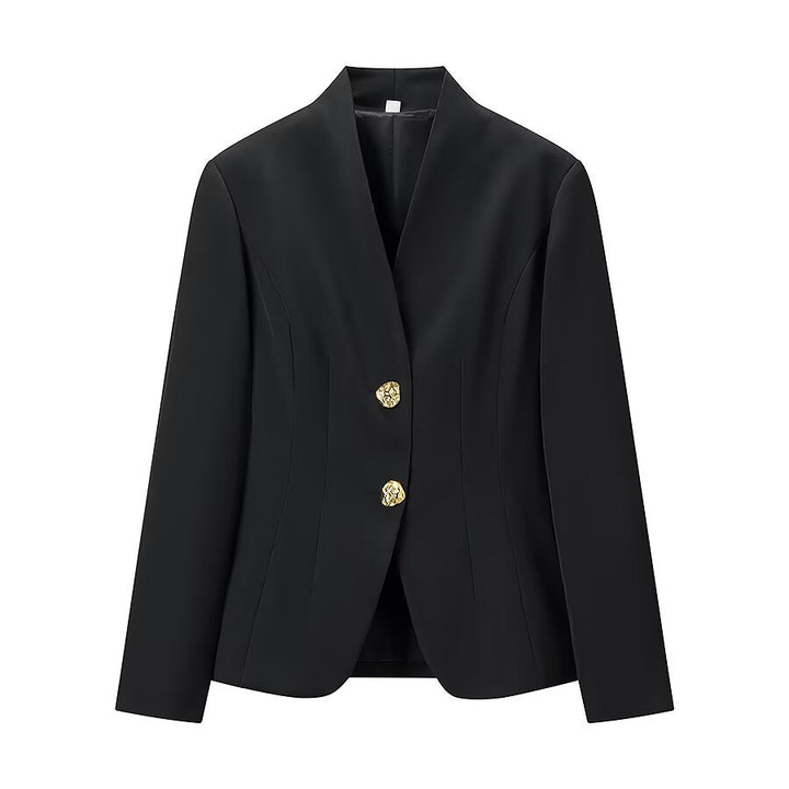 Damen Zweiteiliges Tailored-Blazer- und Highwaist-Hosen-Set mit goldknopf-Detail Drune