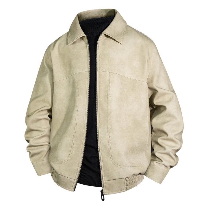 Herren Bomberjacke aus geöltem Vintage-Leder mit Reißverschluss Drune