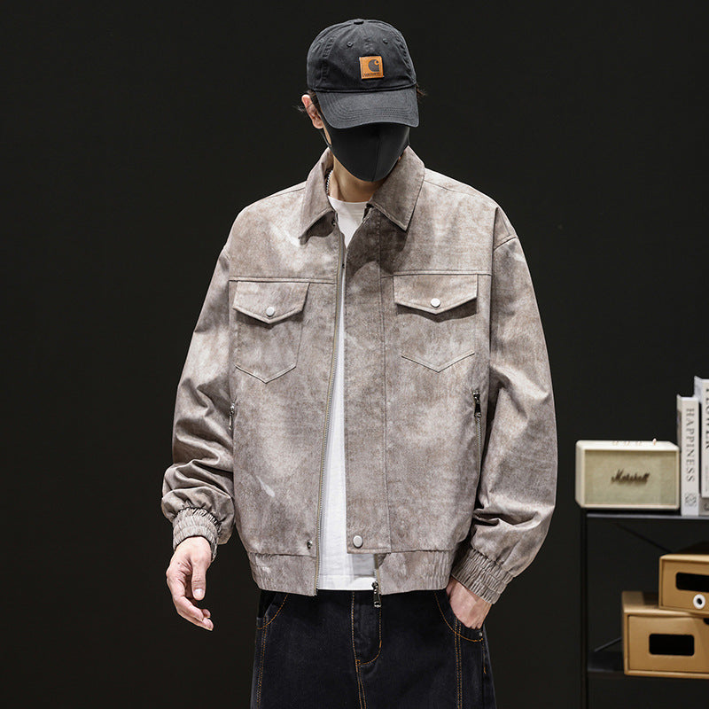 Herren Trendige Suede Bomberjacke