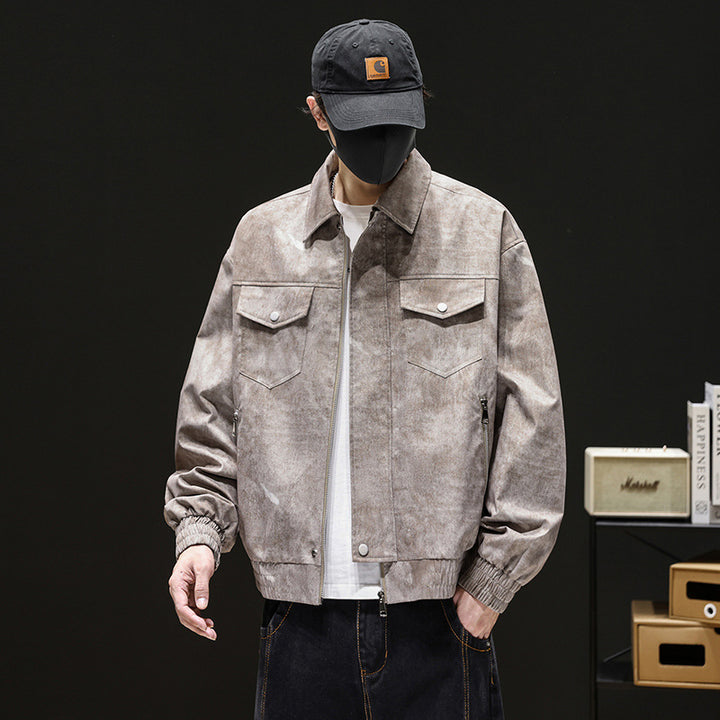 Herren Trendige Suede Bomberjacke