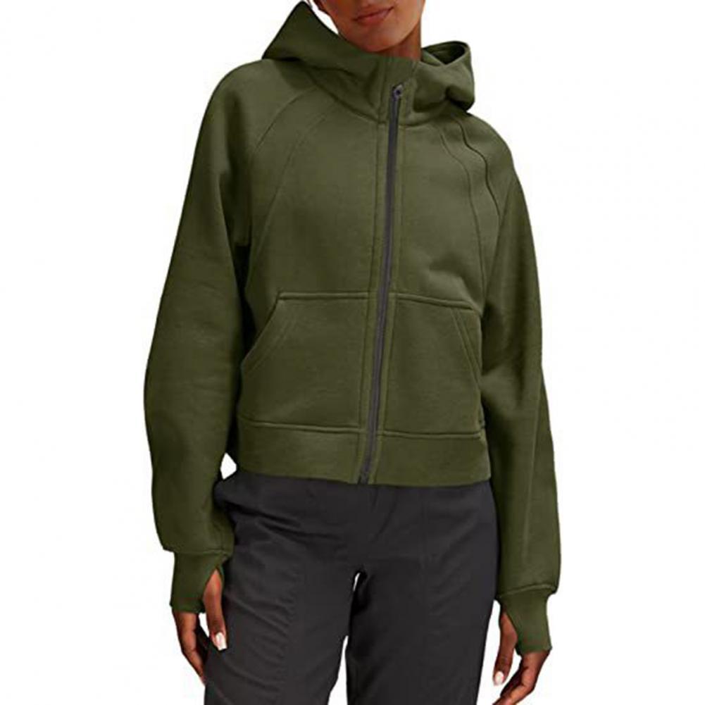 Damen lässige Kapuzenjacke mit nach unten gerafftem Schnitt und praktischen Taschen Drune