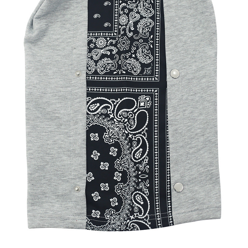 Herren Weite Sweatpants mit seitlicher Druckknopf‑Öffnung & Bandana‑Einsatz Drune
