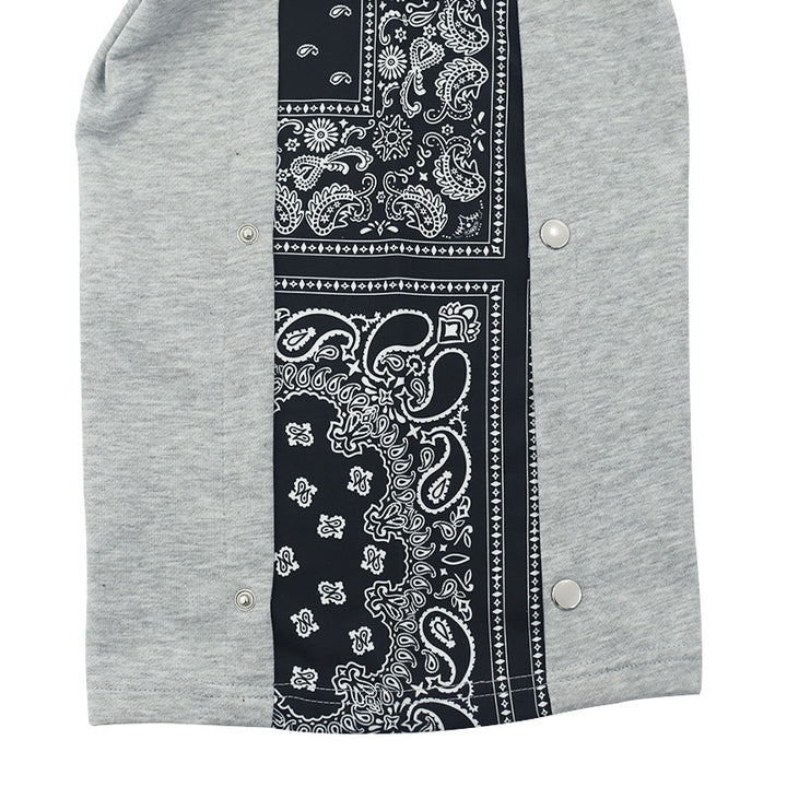 Herren Weite Sweatpants mit seitlicher Druckknopf‑Öffnung & Bandana‑Einsatz Drune