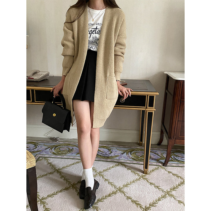 Damen gemütlicher, leichter Strickcardigan mit zwei Taschen Drune