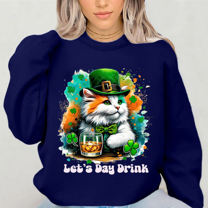 Damen Sweatshirt mit lustigem Katzenmotiv und inspirierendem Schriftzug Drune