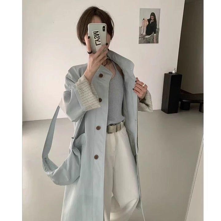 Damen eleganter Trenchcoat mit Knopfdetails und oversized Schnitt Drune