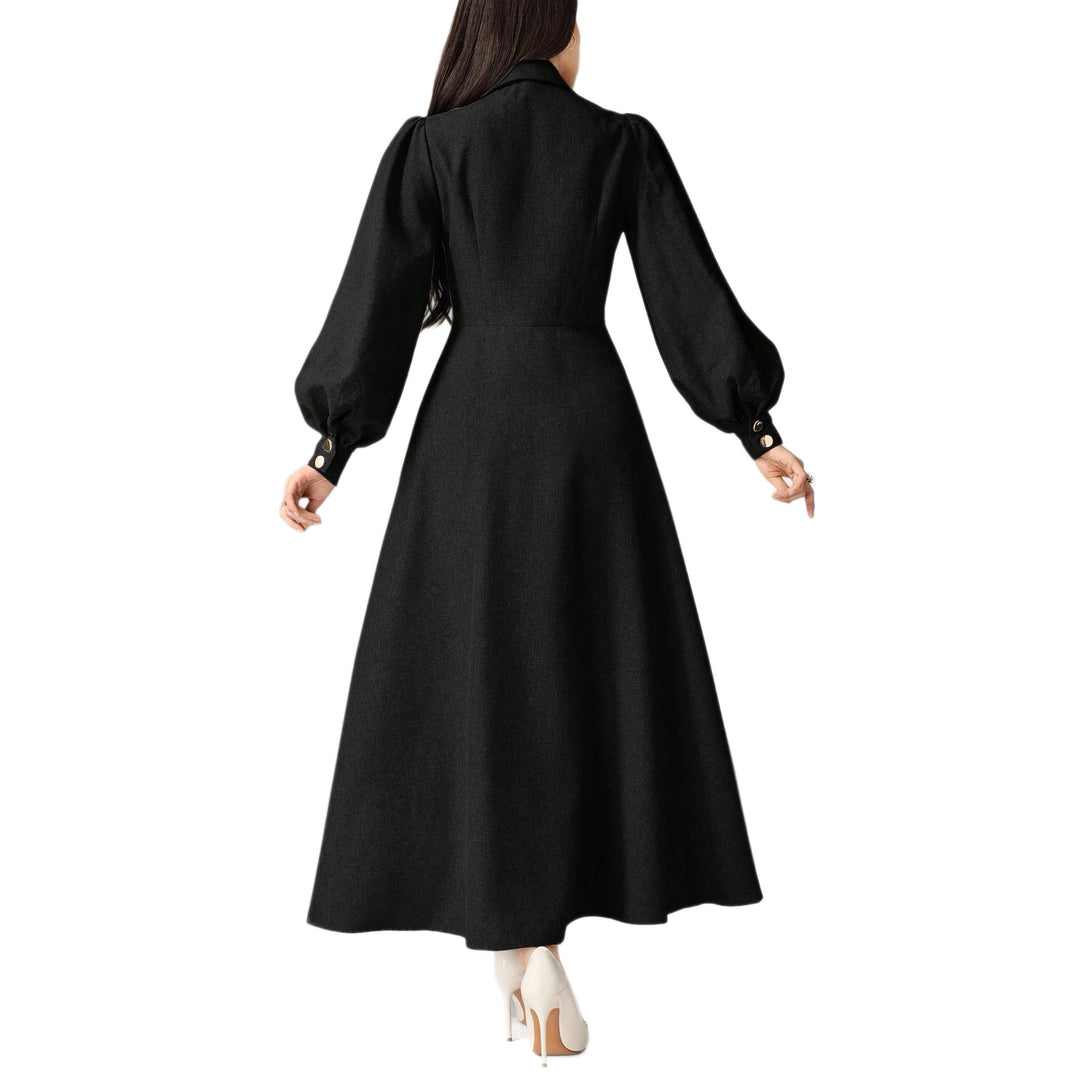 Damen Tailliertes Midikleid mit Ballonärmeln und Reverskragen Drune