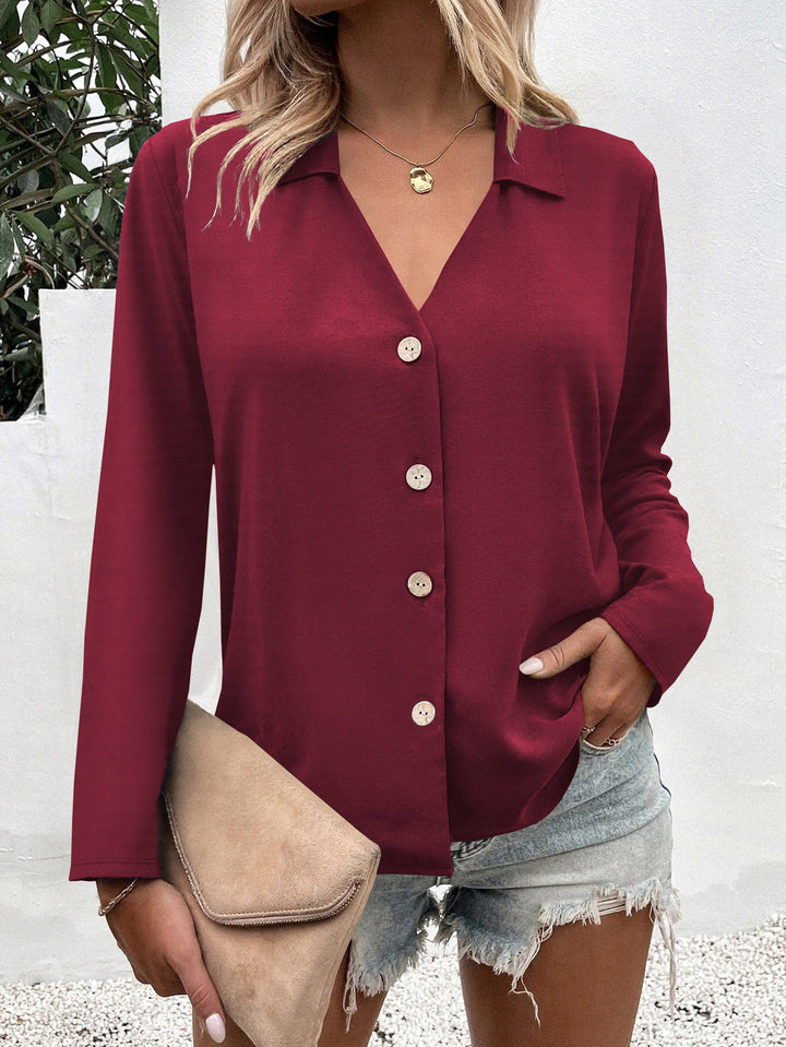 Damen Elegante Bluse mit Knopfleiste Drune