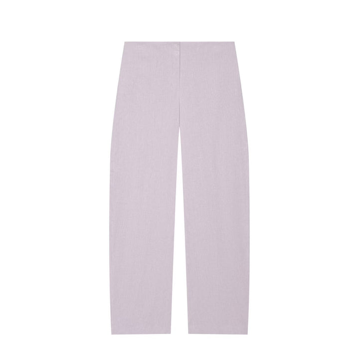Damen Hochtaillierte weite Leinenhose mit geradem Bein und verdecktem Bund Drune