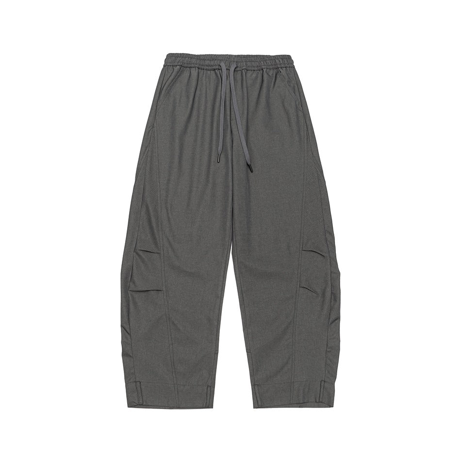 Herren Weite Cropped Cargohose mit Tunnelzug und Kniefalten Drune