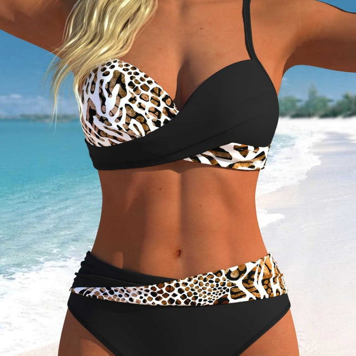 Damen Bikini-Set mit floralem Wickelmuster und bequemen High-Waist-Höschen Drune
