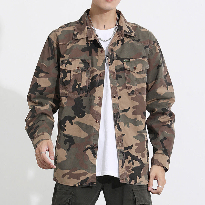 Herren Camouflage-Fieldshirtjacke aus leichtem Baumwoll-Twill mit Brusttaschen Drune