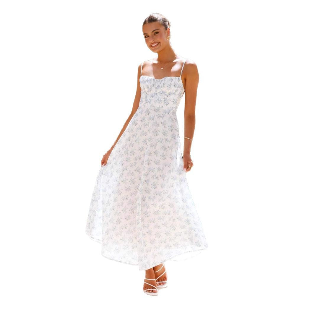 Damen Elegantes Maxikleid mit feinem Blumenmuster Drune