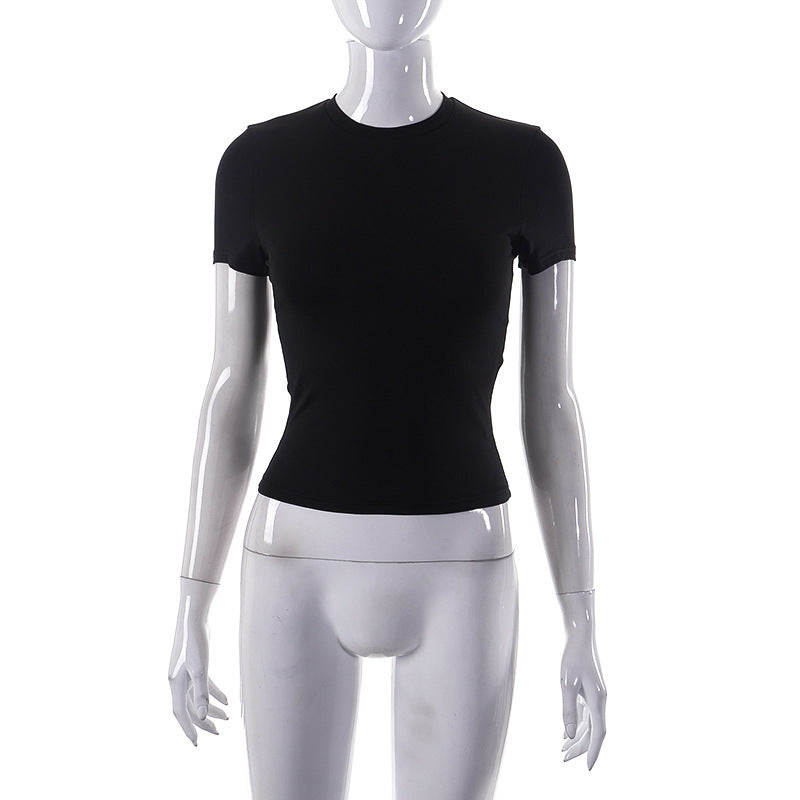 Damen Figurbetontes Kurzarm-T-Shirt mit hochqualitativem Stretch-Material Drune