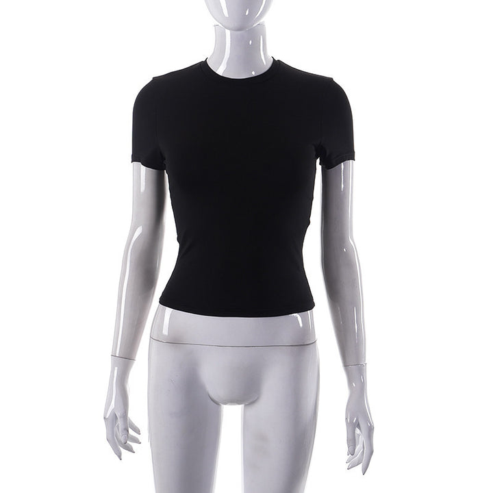 Damen Figurbetontes Kurzarm-T-Shirt mit hochqualitativem Stretch-Material Drune