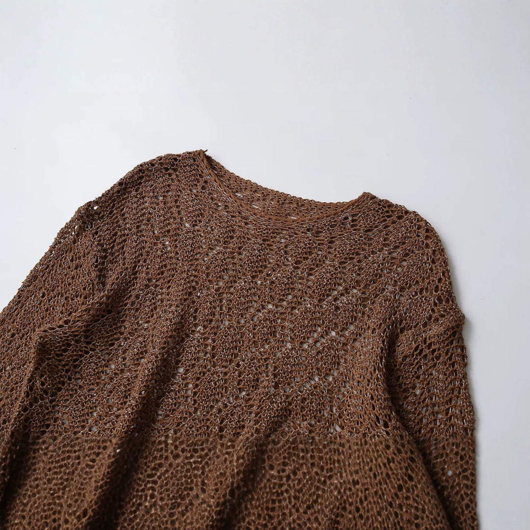 Damen Grobgestrickter Cropped-Pullover mit weitem Oversize-Schnitt Drune