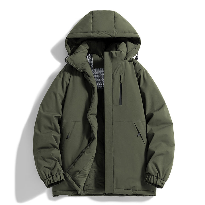 Herren Technischer Steppparka mit Kapuze, Thermo-Isolierung und Brust-Reißverschlusstasche Drune