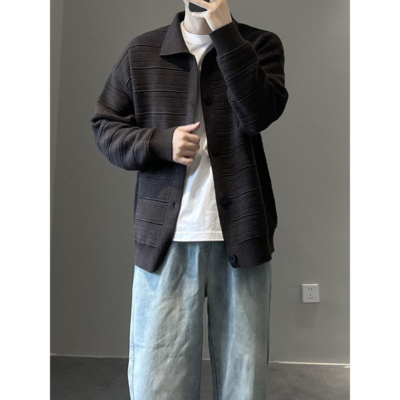 Herren Modische Strickjacke mit strukturierter Oberfläche Drune