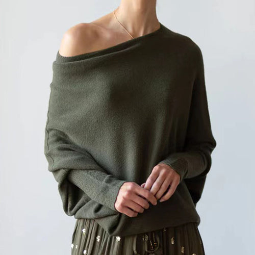 Damen lockerer Off-Shoulder Pullover mit kuscheliger Textur Drune