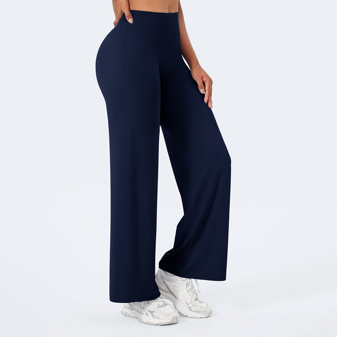 Damen nan hochgeschnittene formende Loungehose mit weitem Schlag und nahtlosem Komfortbund Drune