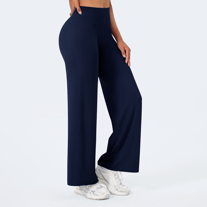 Damen nan hochgeschnittene formende Loungehose mit weitem Schlag und nahtlosem Komfortbund Drune