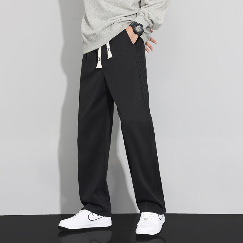 Herren Locker-weit geschnittene Lounge-Jogginghose mit Baumwoll-Fleece-Innenfutter und verstellbarem Kordelzug Drune