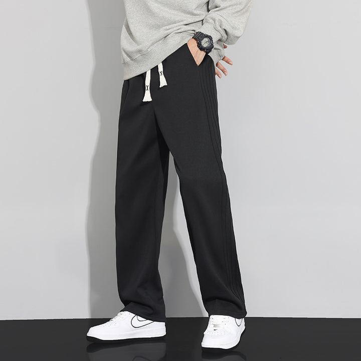 Herren Locker-weit geschnittene Lounge-Jogginghose mit Baumwoll-Fleece-Innenfutter und verstellbarem Kordelzug Drune