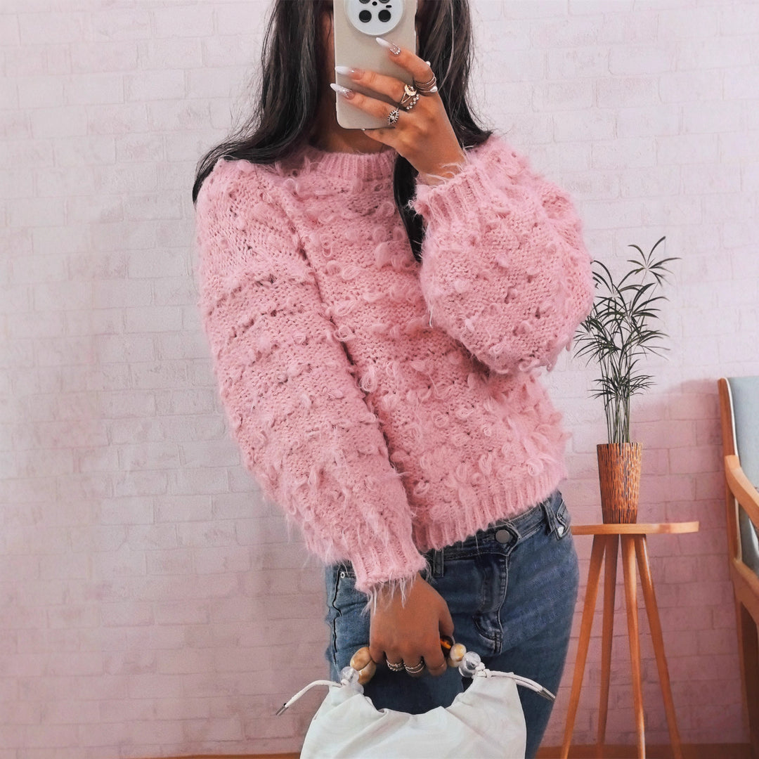 Damen kuscheliger Strickpullover mit strukturierter Oberfläche Drune
