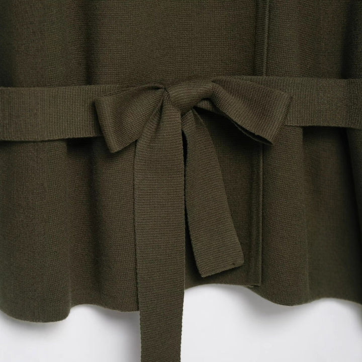 Damen lässige Strickjacke mit Taillengürtel und eleganten Knopfdetails Drune