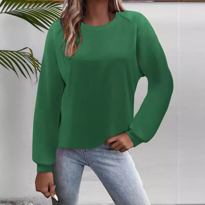 Damen Freizeit Rundhalsausschnitt Sweatshirt mit Raglanärmeln und elastischen Bündchen Drune