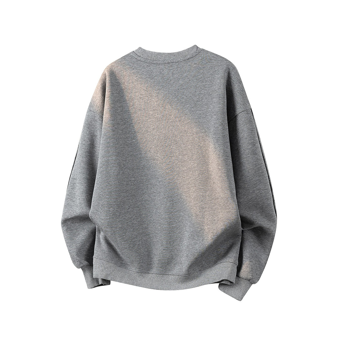 Damen Oversize-Sweatshirt mit gesticktem Schriftzug, abgerundetem Saum & überschnittener Schulter Drune
