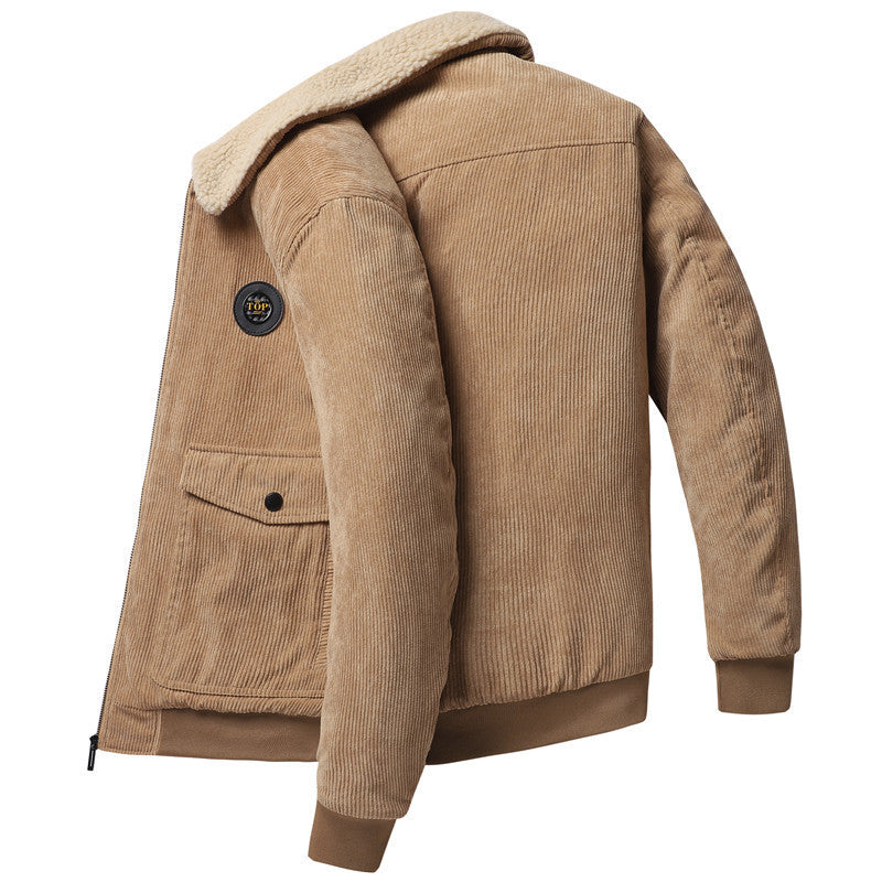 Herren Cord-Blouson mit Sherpa-Kragen, wattierter Innenlage und Reißverschluss Drune