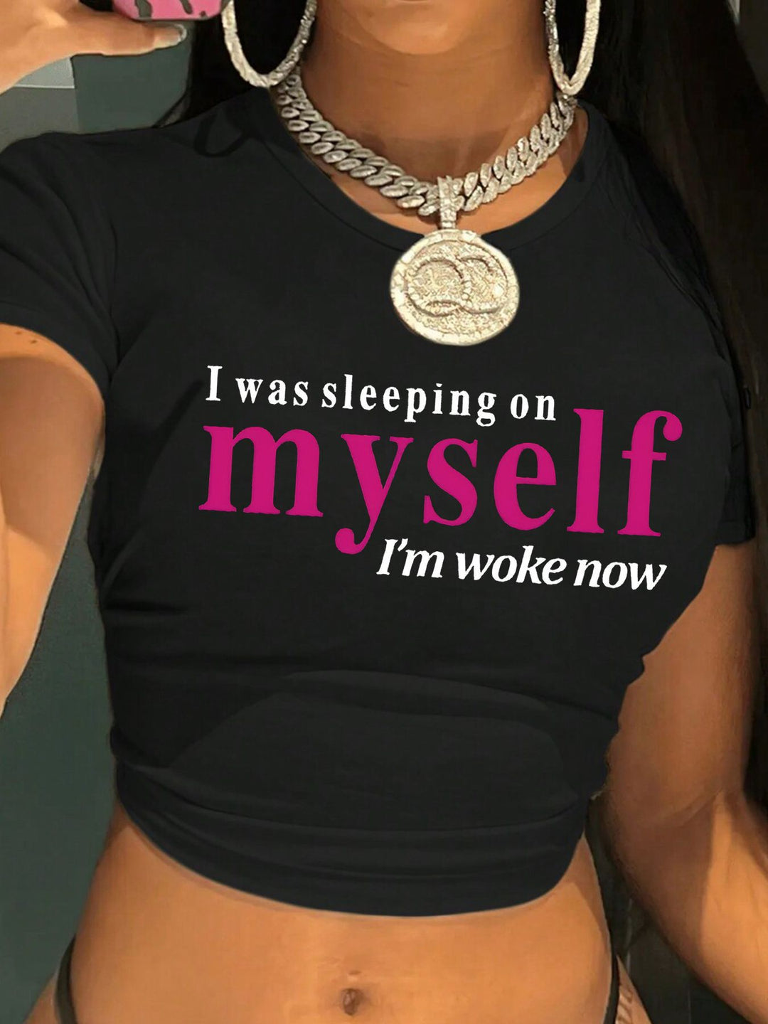 Damen Crop-T-Shirt mit motivierendem Schriftzug Drune