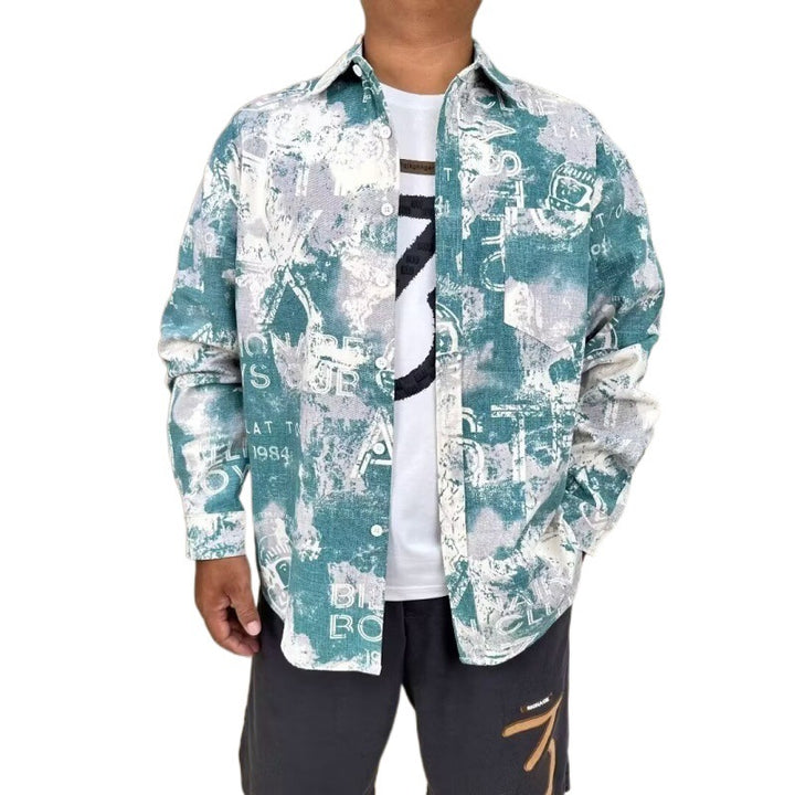 Herren modische Hemdjacke mit kreativen Druckmustern Drune