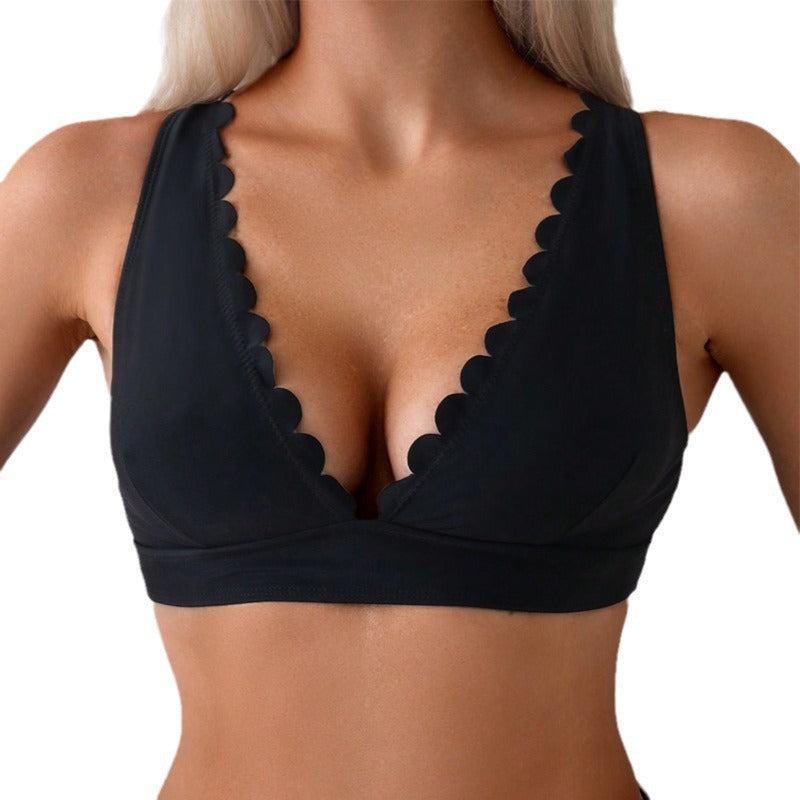 Damen Triangel-Bikinioberteil mit dekorativem Wellenrand Drune
