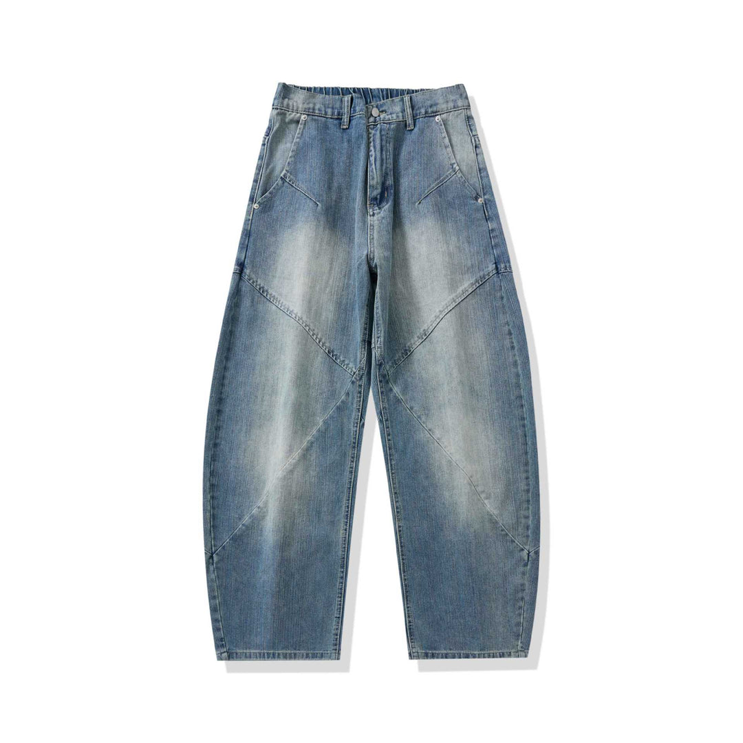 Damen Hochtaillierte Relaxed-Fit Jeanshose mit dekorativen Teilungsnähten und großzügigen Eingrifftaschen Drune