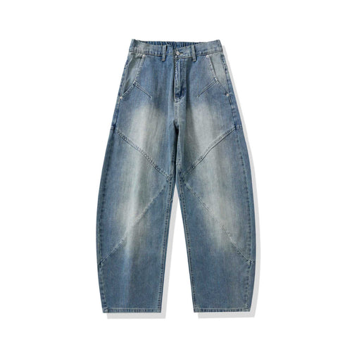 Damen Hochtaillierte Relaxed-Fit Jeanshose mit dekorativen Teilungsnähten und großzügigen Eingrifftaschen Drune