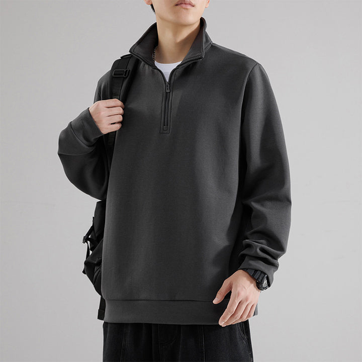 Herren Oversized-Halbzip-Sweatshirt mit hohem Stehkragen, schwerer French-Terry und minimalistischem Design Drune