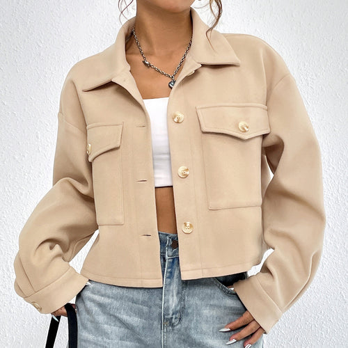 Damen lässige Chino-Jacke mit modischen Knopfdetails und praktischen Taschen Drune