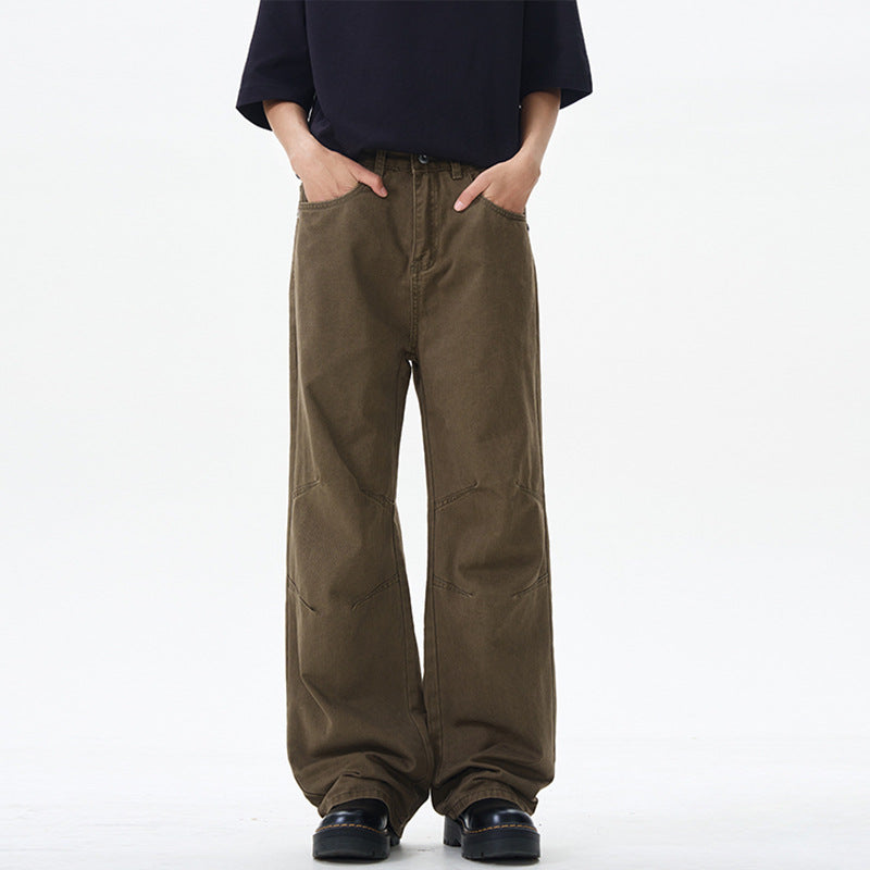 Herren Weite Baumwoll‑Twill‑Hose mit Knie‑Abnähern und fließender Palazzosilhouette Drune